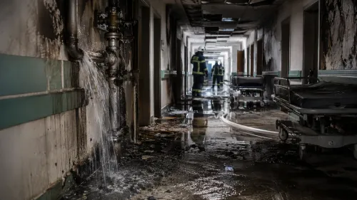 Пожар в болница „Канев“ в Русе тръгна от спукана тръба