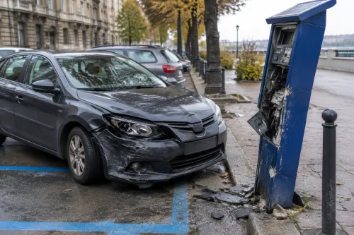 Двойно нарушение удари синята зона в Русе: кола и паркомат с щети