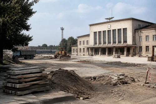 Държавен архив – Русе показа снимки от ремонта пред гарата през 1983 г.