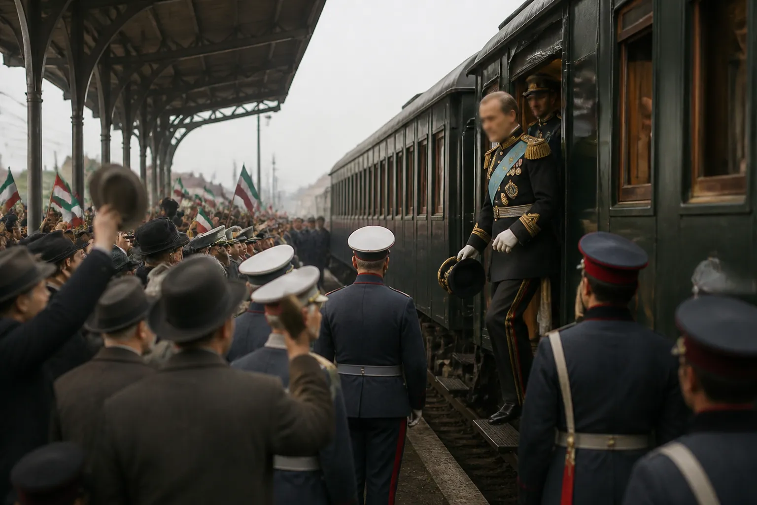 Русе посреща княз Александър I на гарата в деня на Съединението