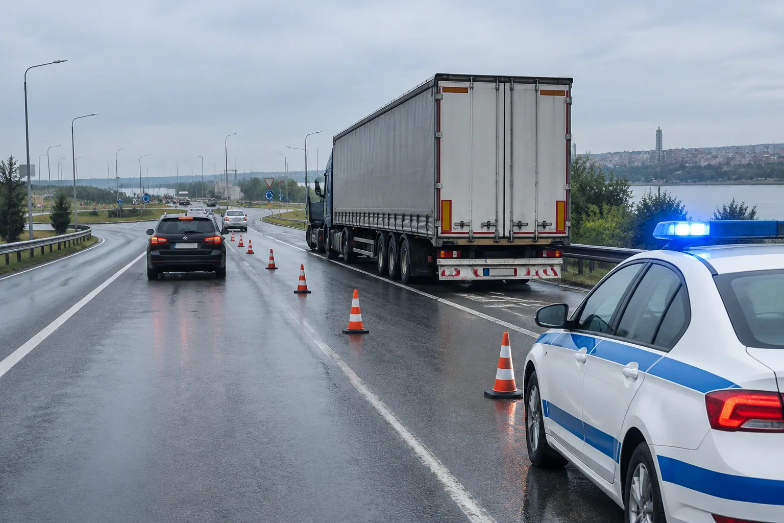 ТИР ограничи движението по път I-5 Бяла–Русе