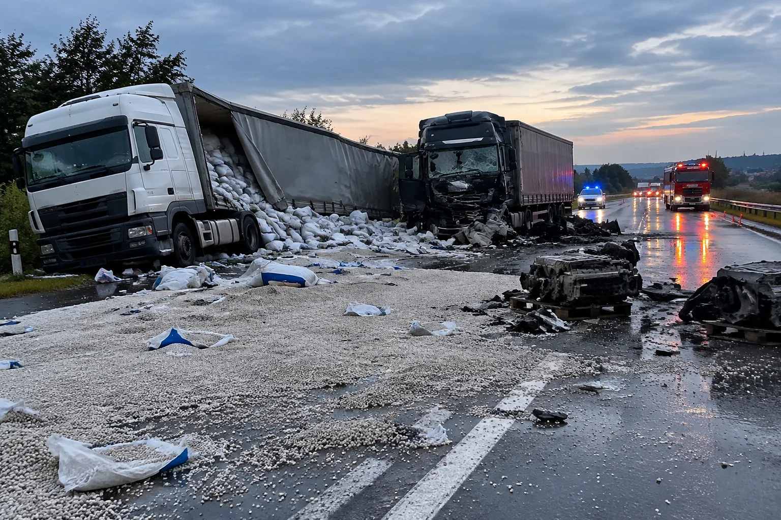 Над 20 тона гранули блокираха пътя Велико Търново–Русе